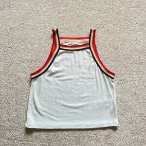 Zara Halter Top, Rainbow Off-White, 70's style top, Women's Size Medium
